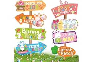 NMKL Easter Egg Hunt Signs kit 16Pcs Easter Hunt Arrows Decorations for Garden Yard Bunny Easter Hunt Party Kids Games