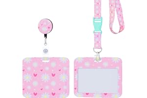 Nurse By Aqos - Porte Badge Tour de Cou -Tour de Cou Badge - Porte Badge Infirmiere - Porte Carte Navigo - Avec Cordon - Laniere porte clé - Lanyard porte-badge Collier (Marguerite rose)