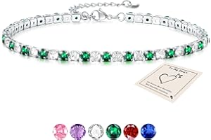 Sfoni Ankle Bracelet for Women, Adjustable Slider Bracelet Anklet with Cubic Zirconia Summer Ankle Chain Anniversary Birthday Graduation Jewellery Gifts for Teen Girls, with Gift Card & Box