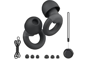 JUSTRVN Earplugs for Sleeping,Noise Reduction Soft Silicone Ear plugs with 7 Pairs Ear Tips&One Connection Cord,Hearing Protection Reusable Earplugs for Sleeping,Concert,Work&Sound Reduction 25dB-30db