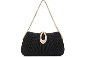 Jywmsc Bolsos de Mano para Mujer Bolso de Noche Satén Plisado Bolso Crossbody Bandolera para Boda Formal