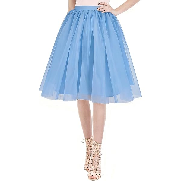 WERFORU Dames tule rok elastische taille midi rok high low gelaagd puffy fee rok tutu rok voor carnaval party, A-zwart, XL