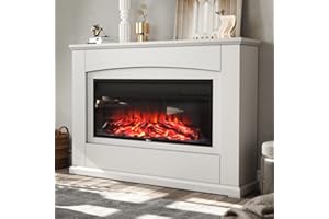 INMOZATA Electric Fire and Surround 50 inch White Electric Fireplace Freestanding Electric Fire Stove Suite Heater with Surround for TV Stand Home Decoration