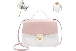 FOSDICK Sac à Bandoulière Pour Filles et Femmes, à Main en PU, Petit et Réglable, Pour Enfants, 19 * 4 * 13cm, Rose-blanc