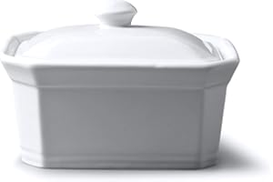 WM BARTLEET & SONS 1750 WM Bartleet & Sons Plat pour beurre ou terrine avec couvercle, blanc, 15x12x9.5cm