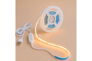 COB LED Remsa 1M, Varmvitt 2700K 5V Dimbar Flexibel LED Remsa med Självhäftande Baksida, 320 Lysdioder, 8 mm Bred, CRI 92+ fö
