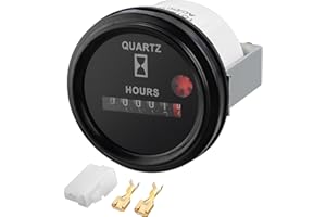 AUTOUTLET Runder Quarz-Betriebsstundenzähler 12-72V DC/AC, Mechanischer Betriebsstundenzähler mit Metallbügel, Wasserdichter Motor-Stundenzähler für Motorrad, ATV, Schneemobil, Rasen