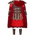 maxToonrain Roman Soldier Costume for Kids Centurion Gladiator Outfit Viking Medieval Greek Historical Theme Role Playing Party - Includes Tunic, Armour, Cape, Arm and Leg Guards