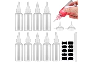 Gaomoeny 10 PCS Small Squeeze Bottle, Plastic Squeeze Condiment Bottles, Squeeze Liquid Dropper Dispensing Bottles Containers for Sauce Lotion, with Funnels, Labels, Pen, (5 Pcs100ml+5 PCS 60ml)