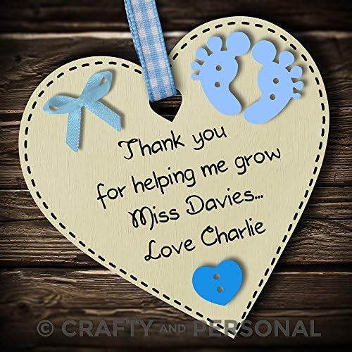 Personalised Nursery Assistant gift plaque Thank You present AVAILABLE IN MANY COLOURS for Childminder Babysitter Teacher leaving nursery heart hanging keepsake (Ivory #3)