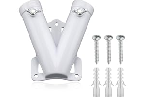 XIHIRCD Supporto per Staffa per Asta Portabandiera Doppia, Forma a V Robusto Lega di Alluminio Staffa per Montaggio a Parete per Asta Portabandiera Antivento Staffa Portabandiera per Esterni