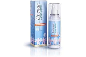 Libenar Spray Nasale Decongestionante Acqua di Mare per Adulti, Bambini e Neonati, Adatto per il Naso Chiuso e Lavaggi Nasali, Punta Morbida, Getto Delicato, 100ml