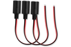 GEU 3 Pack 18AWG 12V Car Cigarette Lighter Socket Female with Bare Wire Power Supply Socket 240W Power Outlet Adapter Plug 30cm/1ft Cable for GPS Car Charger Air Pump Dash Cam Inverter