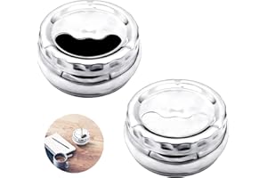 BAIYUANLI Posacenere con Coperchio Girevole 2pcs Posacenere in Acciaio Inossidabile Posacenere Rotondo Antivento 10 * 10 * 5,5cm in Stile Moderno Posacenere da Interno, Esterno per Casa Ufficio Giardino