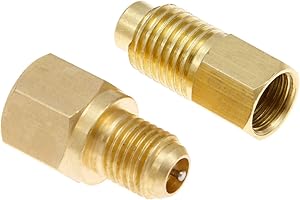 Aupoko R134A Refrigerant Tank Adapter, 1/4" SAE Male to 1/2" ACME Female, 1/4’’ SAE Female X 1/2’’ ACME Male (R134A Refrigerant Tank Adapter Kit)