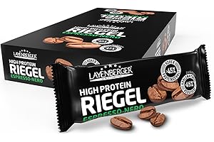 ‎LAYENBERGER Layenberger High Protein Riegel - Fitness Power Bar, viel Eiweiß, wenig Zucker - 18er Pack (18 x 35 g) - Espresso-Nero