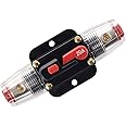 RKURCK 20 Amp Circuit Breaker Manual Reset Inline Fuse Inverter for Car Marine Trolling Motors Boat ATV Audio Solar Inverter System Protection 12V-24V DC 20 Amp (Fuse Holder, 20A)