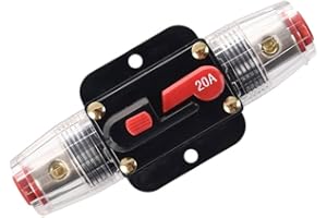 RKURCK 12V-24V DC 20 Amp Circuit Breaker, Fuse Holder, Inline Fuse Block For Car Audio Solar Inverter System Protection (20A)