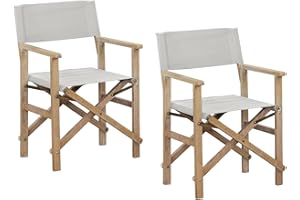BRIGROS Estosa - Sedia Regista Brindisi, Set Da 2 Sedia Da Regista, Sedie Pieghevoli Da Esterno, Sedie Da Giardino Pieghevoli, Sedie Pieghevoli Legno Di Robinia Decapata Aq, Tessuto 360 Gr/m2 (Ecrù)