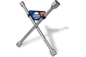 Goodyear Professional Fixed 4 Way Cross Wheel Wrench Nut 17/19/ 21 / 23mm Car Truck Van Tyre Heavy Duty