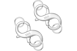 ‎ALEXCRAFT Sterling Silber 925 Kettenverschluss, ALEXCRAFT 2 Stück Silber Doppel Karabinerverschluss Schmuckverschluss Hummerschere Verschluss für Halskette Armband Kettenanhänger Zubehör Schmuckherstellung