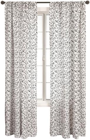 Diplomat Decor Morrison Scroll 96-Inch Rod Pocket Panel, White Black