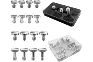 AONTOKY 16PCS Camera Screw Set 4 Sizes Stainless Steel 1/4"-20 Slotted Camera Screw Kit Quick Release Plate Mount Screw Tripod Monopod Screw