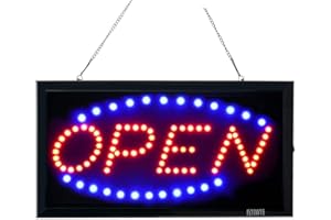 FITNATE LED Open Sign, 19x10 inch (48x25cm) 2 Modes Flashing & Steady Light, Open Sign for Business Advertisement Board Electric Display Board for Business, Walls, Window, Shop, Bar, Hotel