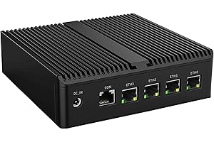 KingnovyPC Firewall Micro Appliance, 4 Puertos i226 2.5GbE LAN sin Ventilador Mini PC N100, 8GB DDR5 256GB NVMe, HDMI, DP, RJ45 COM, 4 Puertos USB Gigabit Ethernet AES-NI VPN Router Openwrt Barebone