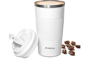 Primizia Kubek termiczny do kawy, kubek do kawy na wynos, ze stali nierdzewnej 510 ml, nie zawiera BPA, szczelny, kubek do kawy na ciepło i zimno, biały