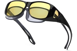 LVIOE Night Driving Glasses Polarised Fit Over Glasses, Lightweight Rectangle Frame,Reduce Headlight Glare for Night Vision