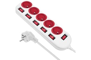‎MACLEAN Maclean MCE204 R/W listwa zasilająca typu E, z 5 gniazdami, 1,5 m, z przełącznikiem, listwa z wieloma gniazdami, ochrona przed dziećmi, wtyczka FR, maks. 10 A, ochrona przed przepięciem