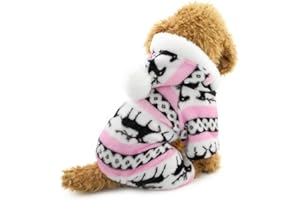 Ranphy Small Dog Cat Clothes for Boy Girl Soft Velvet Reindeer Pattern Dog Pajamas Puppy Hoodie Hooded Jumpsuit Pink XL