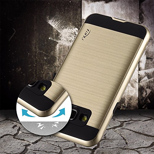 tinxi   Caso protector de la alta calidad de la PC y silicona para Samsung Galaxy J3 DUOS 2016  SM-J320F  5 0 pulgadas antideslizante backcover prueba de golpes Protecci  n Cubierta de la caja con el oro fondo