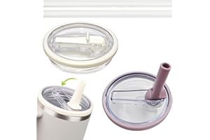 FIENZA 2 Stück Ersatzdeckel für 40oz Becher,Für Stanley Cup Zubehor Deckel Mit Transparent Pipette Wiederverwendbarer Auslaufsichere und Staubdichte Tumbler Abdeckungen Becher für Stanley Cup (Beige+Rosa)
