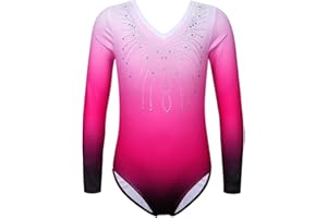 ZNYUNE Dziewczęcy trykot gimnastyczny z cekinami z długim rękawem z tiulu