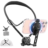 K&F CONCEPT 2 en 1 Soporte Movil Cuello Magnético+Clip, POV/VLOG Soporte Movil Pecho Compatible con Teléfonos móviles Magsafe