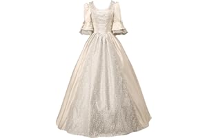Duohropke Vestido de baile estilo rococó para mujer, vestido gótico victoriano, disfraz de época medieval, varias capas, con encaje, estilo vintage de princesa para cosplay, largo hasta el suelo