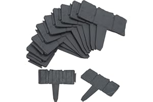 Gimisgu Rasenkante Kunststoff 5M Anthrazit 20 Stücke Beeteinfassung Steinoptik Garden Border aus Polypropylen Mähkante Beetumrandung Palisade Garten dekorativ 1 Element BxHxT: 25x23x1 cm