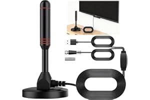 ZESCYHA Antenne TV Intérieur Puissante, Antenne TV Intérieure avec Base Magnétique, Réception 360° Longue Portée pour Téléviseur Portable, Compatible TNT 4K 1080P HD, Design pour Tous Types de Téléviseurs
