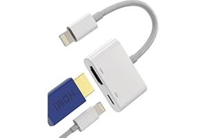 ZOYUZAN Adaptador Lightning to HDMI Cable de Movil a TV Adapter HD Digital AV (2in1)Conector Cargador Rapido Jack Para Apple iPhone 14 13 12 11 Pro Max Para iPad Air Convertidor Monitor Displayport Connector