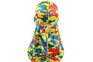 DaMohony Mens Militaire Camouflage Premium Durky Soyeux avec Longue Queue Coloré 360 Vagues Cap Hip-Hop Ton