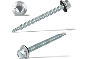 NUTS OT NUTS 60PCS Vis Autoforeuse Metal 6,3x75 mm Vis Autoperforante Inox Bac Acier Hexagonale Vis Autoperceuse pour Metal Vis Etanche Avec Joint Tole Toiture Autoforante Auto Foreuse pour Plus Fixation(Argenté)