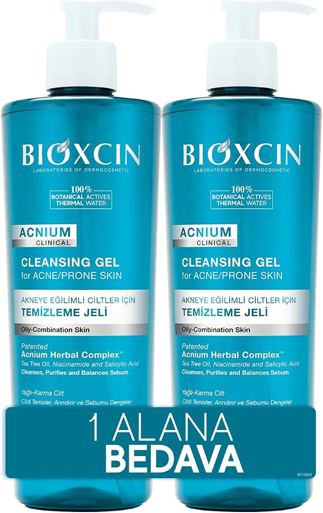 Bioxcin Acnium Sebum Dengeleyici Yüz Yıkama Jeli 500 ml 1 Alana 1 Hediye – Salisilik Asit, Çay Ağacı ve Niasinamid İçeren Yağlı ve Akneye Eğilimli Ciltler İçin Temizleyici