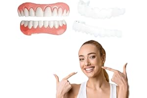 LIUYIDM Ensemble de ProthèSe en Silicone, Prothese Dentaire Amovible, Ensemble de ProthèSes Dentaires en Silicone, Bouche ComplèTe, Ensemble de Fausses Dents, Dents en Haut et en Bas, Kit de