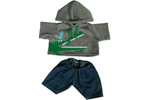 SPLODGE TEDDY PARTIES Krokodil Kapuzenpullover und Jeans - 25cm - Teddy Outfit Kleidung - Teddybär Nicht enthalten