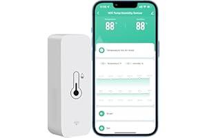 PHOVOLT WLAN Hygrometer Thermometer Sensor, kabelloser intelligenter Temperatur und Feuchtigkeitsmonitor mit Remote App Benachrichtigungsalarm, für Zuhause, Gewächshaus (1 Stück)