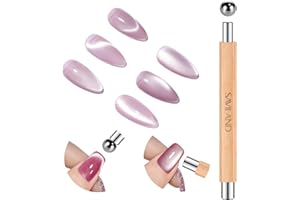 SAVILAND Cat Eye Magnet: 5X Stronger Magnetic Cat Eye Magnet for Nails Wooden Handle Double-Headed Nail Art Magnet Tool with Round Magnetic Bead for Cat Eye Gel Polish Home Salon Use