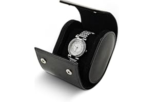 WisePoint Watch Box, PU Leather Watch Case Single Watch Display Case for Men and Women, Portable Watch Display Storage Box Watch Display Box, Watch Roll Travel Case with Detachable Pillow (black)