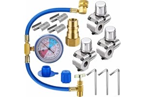 CARMOTTER BPV31 Piercing-Wasserhahn-Ventil-Kits, kompatibel mit 1/4 Zoll Außendurchmesser, 5/16 Zoll und 3/8 Zoll Rohren, für Kühlschrank-Manometer